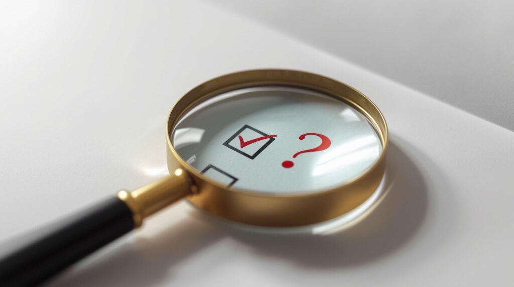 A magnifying glass highlighting missing financial metrics in AI projects.