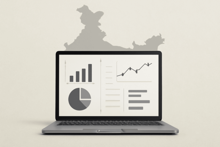 A dashboard illustration representing India’s AI landscape.